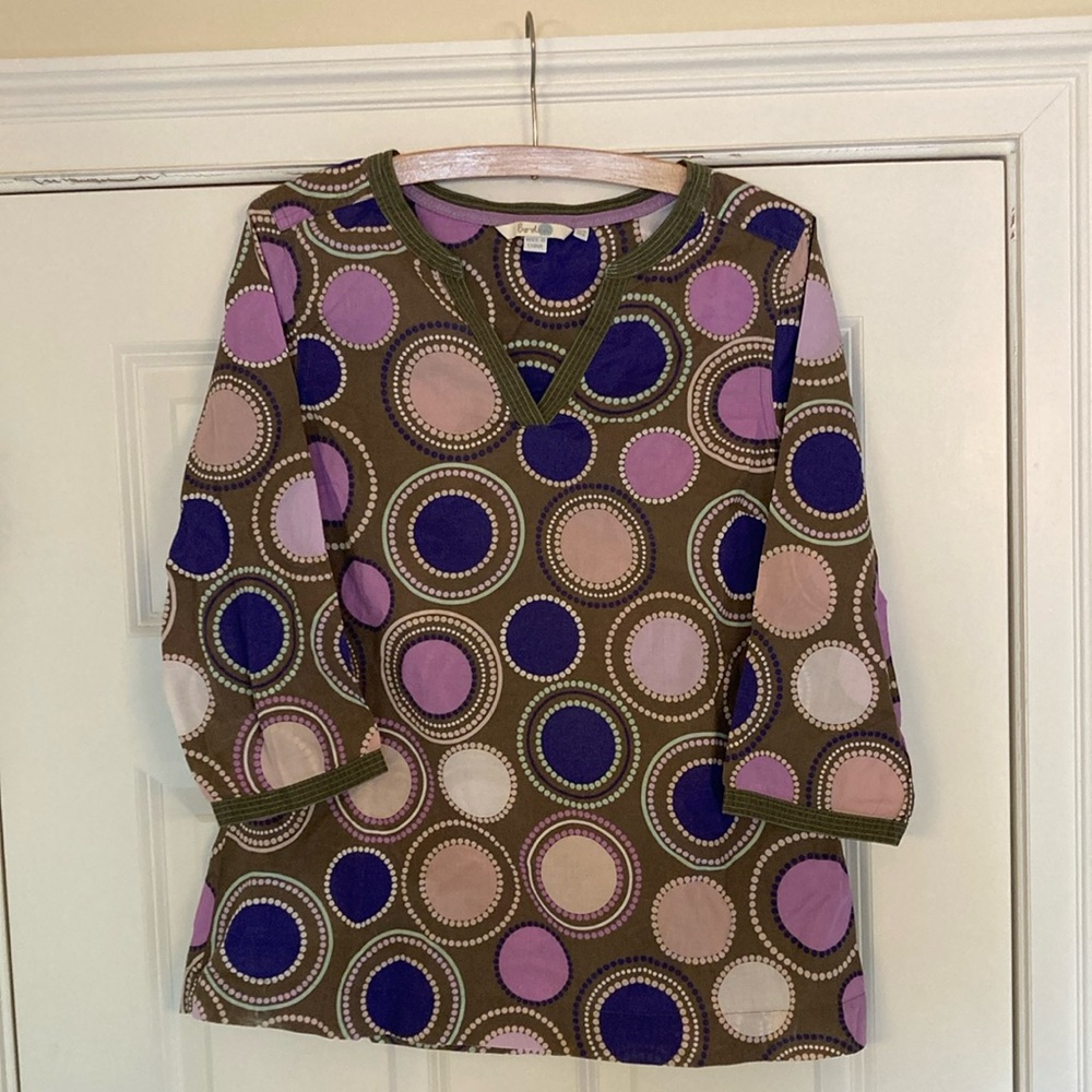 Boden Purple, Lavender and Blue Graphic 3/4 Sleeve Blouse